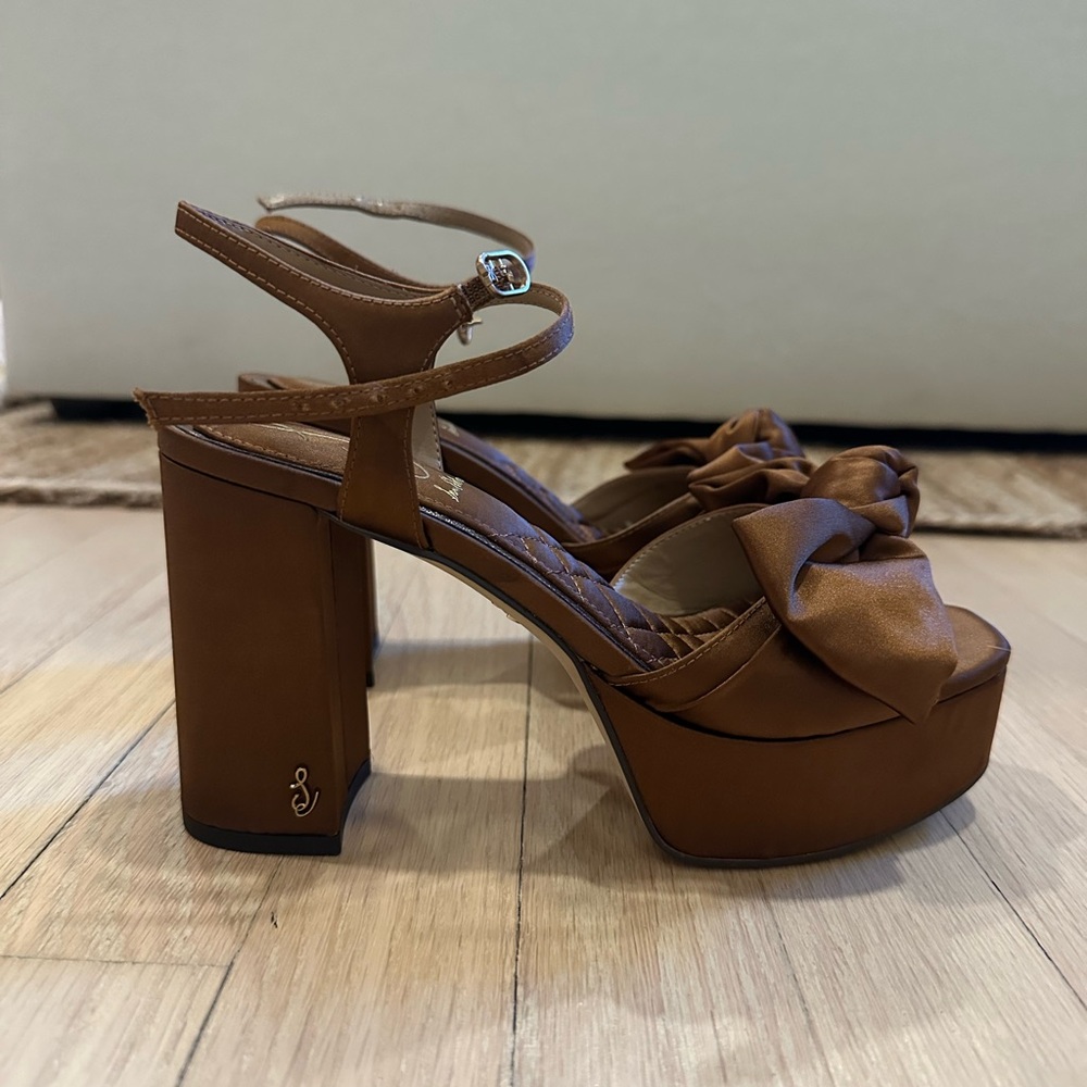 Sam Edelman Rust Satin Platform Heels